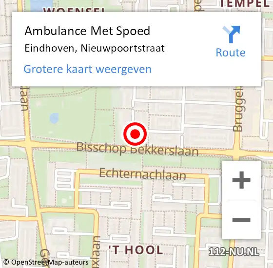 Locatie op kaart van de 112 melding: Ambulance Met Spoed Naar Eindhoven, Nieuwpoortstraat op 23 augustus 2014 21:12