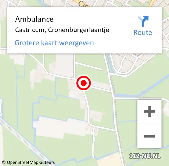 Locatie op kaart van de 112 melding: Ambulance Castricum, Cronenburgerlaantje op 30 april 2023 07:16