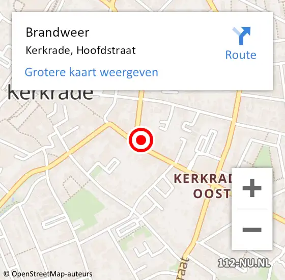 Locatie op kaart van de 112 melding: Brandweer Kerkrade, Hoofdstraat op 30 april 2023 08:14