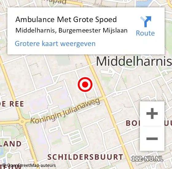 Locatie op kaart van de 112 melding: Ambulance Met Grote Spoed Naar Middelharnis, Burgemeester Mijslaan op 30 april 2023 08:22