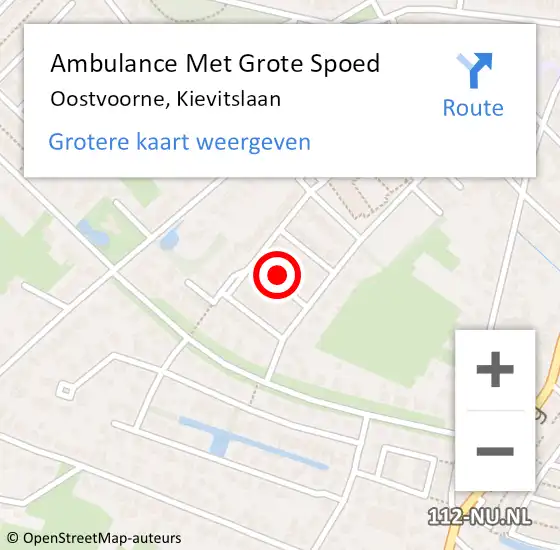 Locatie op kaart van de 112 melding: Ambulance Met Grote Spoed Naar Oostvoorne, Kievitslaan op 30 april 2023 08:37