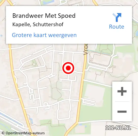 Locatie op kaart van de 112 melding: Brandweer Met Spoed Naar Kapelle, Schuttershof op 30 april 2023 08:56