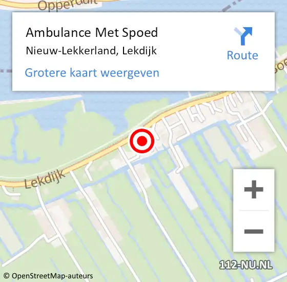 Locatie op kaart van de 112 melding: Ambulance Met Spoed Naar Nieuw-Lekkerland, Lekdijk op 30 april 2023 09:31