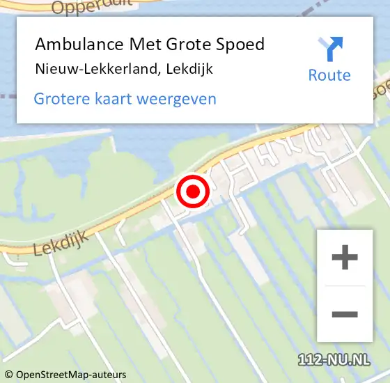 Locatie op kaart van de 112 melding: Ambulance Met Grote Spoed Naar Nieuw-Lekkerland, Lekdijk op 30 april 2023 09:50