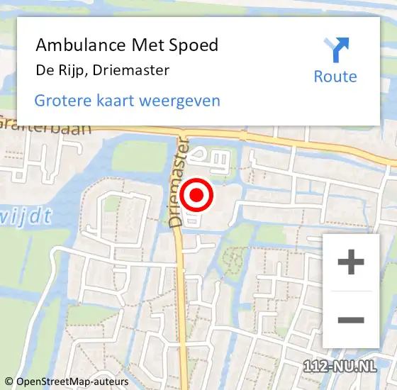 Locatie op kaart van de 112 melding: Ambulance Met Spoed Naar De Rijp, Driemaster op 30 april 2023 10:16