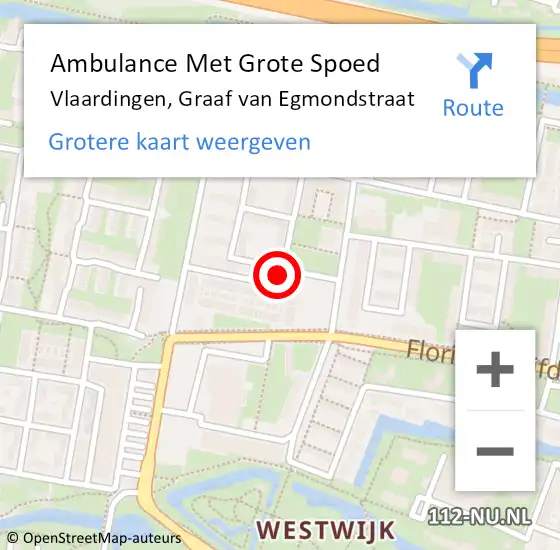 Locatie op kaart van de 112 melding: Ambulance Met Grote Spoed Naar Vlaardingen, Graaf van Egmondstraat op 30 april 2023 10:49