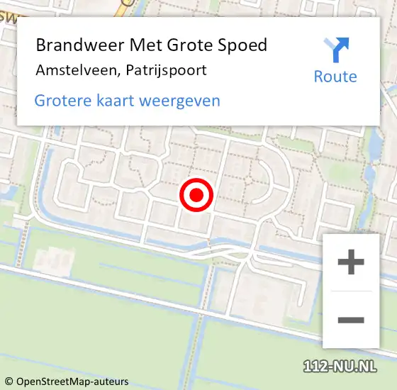 Locatie op kaart van de 112 melding: Brandweer Met Grote Spoed Naar Amstelveen, Patrijspoort op 30 april 2023 10:49