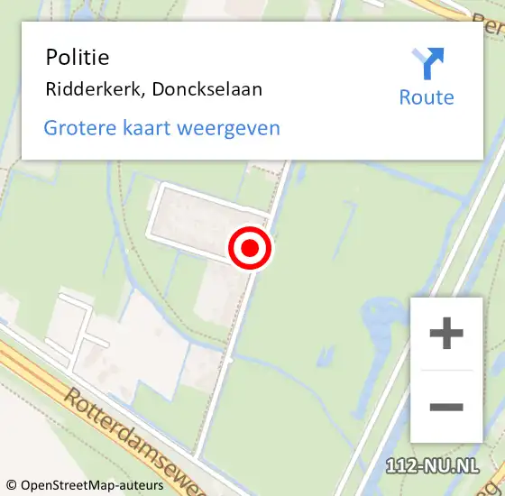 Locatie op kaart van de 112 melding: Politie Ridderkerk, Donckselaan op 30 april 2023 10:50