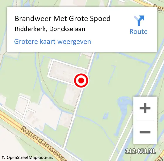 Locatie op kaart van de 112 melding: Brandweer Met Grote Spoed Naar Ridderkerk, Donckselaan op 30 april 2023 10:50