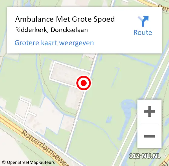 Locatie op kaart van de 112 melding: Ambulance Met Grote Spoed Naar Ridderkerk, Donckselaan op 30 april 2023 10:53