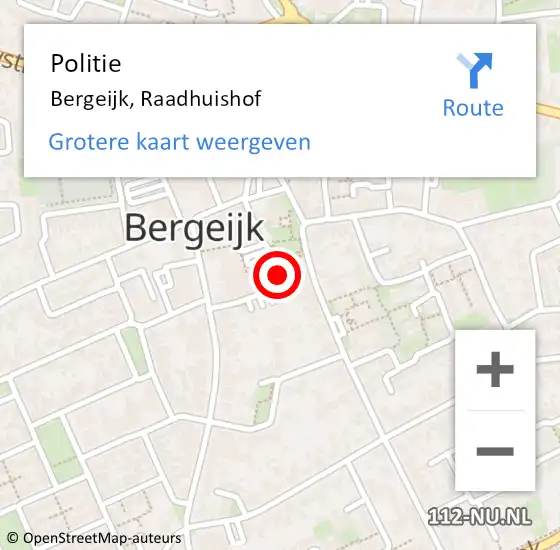 Locatie op kaart van de 112 melding: Politie Bergeijk, Raadhuishof op 30 april 2023 11:01