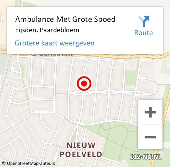 Locatie op kaart van de 112 melding: Ambulance Met Grote Spoed Naar Eijsden, Paardebloem op 30 april 2023 11:11