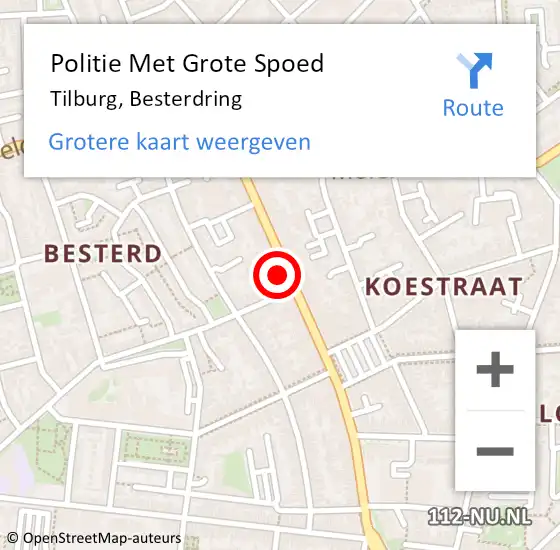 Locatie op kaart van de 112 melding: Politie Met Grote Spoed Naar Tilburg, Besterdring op 30 april 2023 11:31