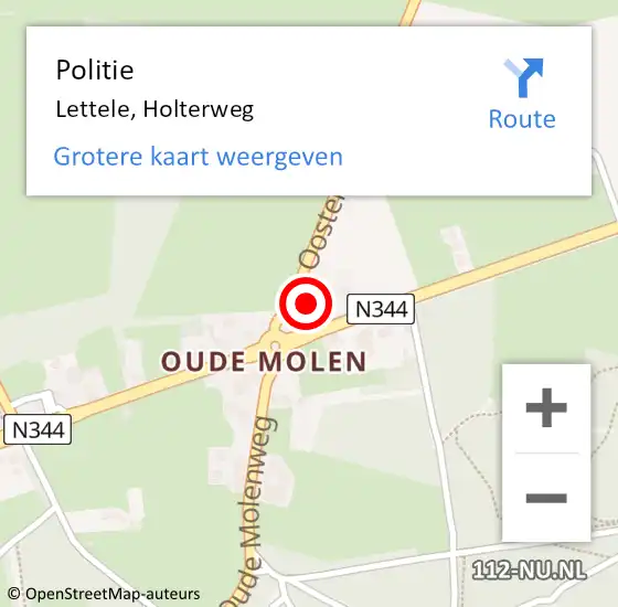 Locatie op kaart van de 112 melding: Politie Lettele, Holterweg op 30 april 2023 11:32