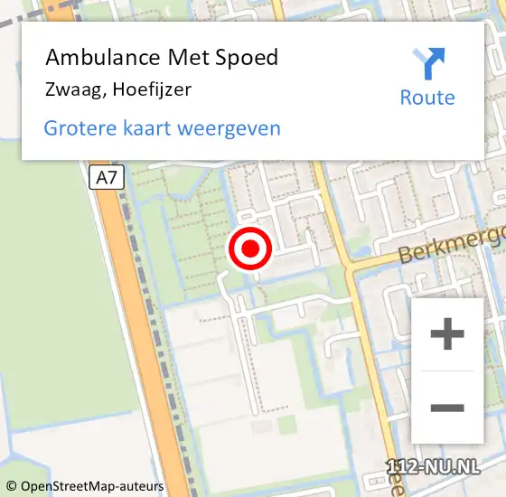 Locatie op kaart van de 112 melding: Ambulance Met Spoed Naar Zwaag, Hoefijzer op 30 april 2023 11:35