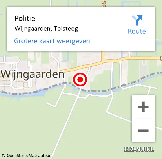 Locatie op kaart van de 112 melding: Politie Wijngaarden, Tolsteeg op 30 april 2023 11:41