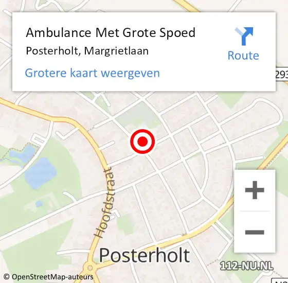 Locatie op kaart van de 112 melding: Ambulance Met Grote Spoed Naar Posterholt, Margrietlaan op 30 april 2023 11:44