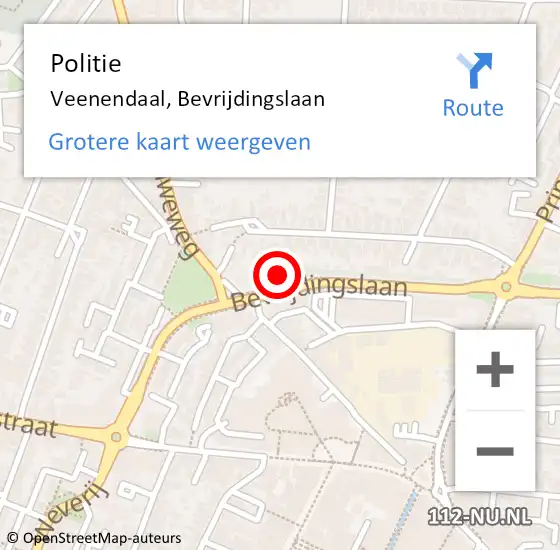 Locatie op kaart van de 112 melding: Politie Veenendaal, Bevrijdingslaan op 30 april 2023 12:42