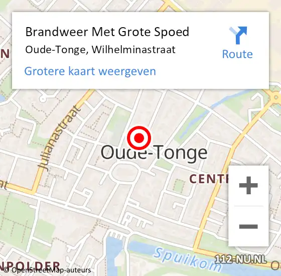 Locatie op kaart van de 112 melding: Brandweer Met Grote Spoed Naar Oude-Tonge, Wilhelminastraat op 30 april 2023 13:38