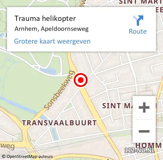 Locatie op kaart van de 112 melding: Trauma helikopter Arnhem, Apeldoornseweg op 30 april 2023 13:56