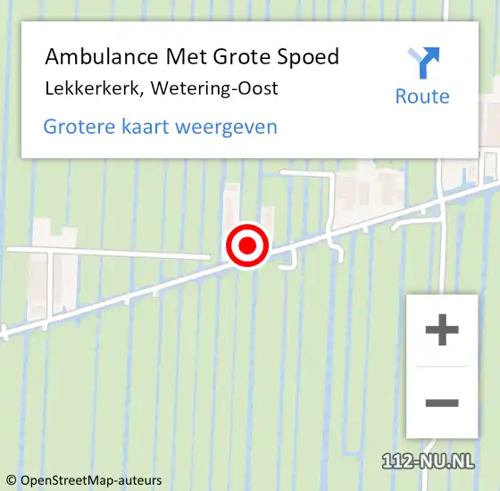 Locatie op kaart van de 112 melding: Ambulance Met Grote Spoed Naar Lekkerkerk, Wetering-Oost op 30 april 2023 14:07