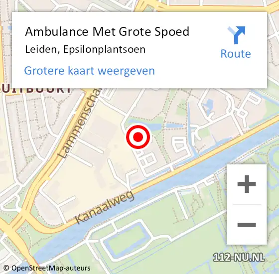 Locatie op kaart van de 112 melding: Ambulance Met Grote Spoed Naar Leiden, Epsilonplantsoen op 30 april 2023 14:45