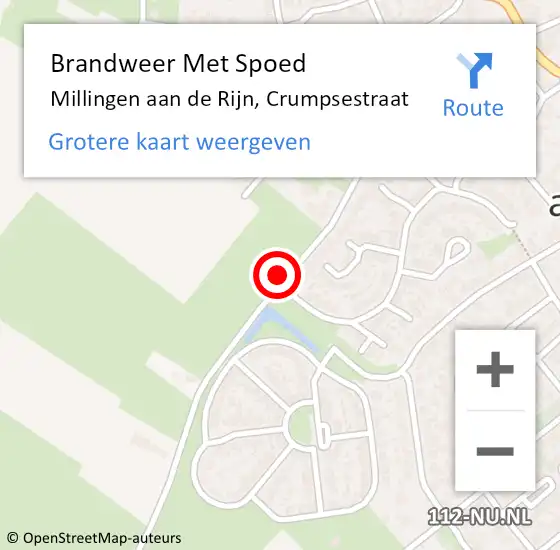 Locatie op kaart van de 112 melding: Brandweer Met Spoed Naar Millingen aan de Rijn, Crumpsestraat op 30 april 2023 14:50