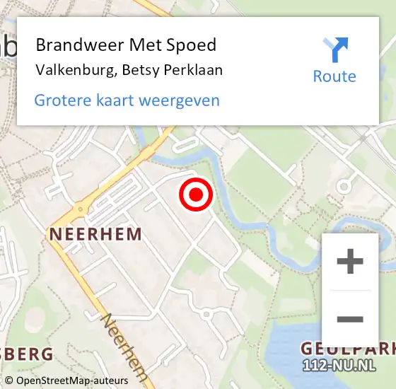 Locatie op kaart van de 112 melding: Brandweer Met Spoed Naar Valkenburg, Betsy Perklaan op 30 april 2023 14:55