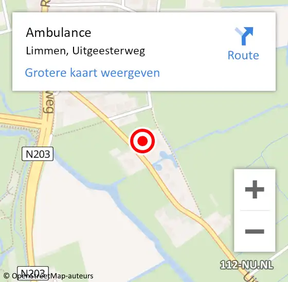 Locatie op kaart van de 112 melding: Ambulance Limmen, Uitgeesterweg op 30 april 2023 14:57