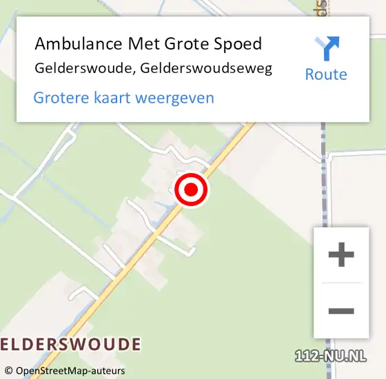 Locatie op kaart van de 112 melding: Ambulance Met Grote Spoed Naar Gelderswoude, Gelderswoudseweg op 23 augustus 2014 22:11