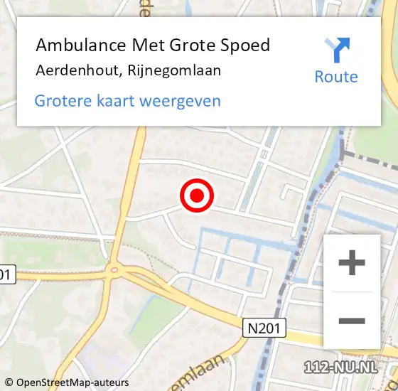 Locatie op kaart van de 112 melding: Ambulance Met Grote Spoed Naar Aerdenhout, Rijnegomlaan op 30 april 2023 15:43