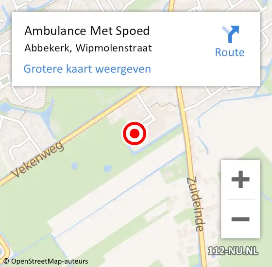 Locatie op kaart van de 112 melding: Ambulance Met Spoed Naar Abbekerk, Wipmolenstraat op 23 augustus 2014 22:20