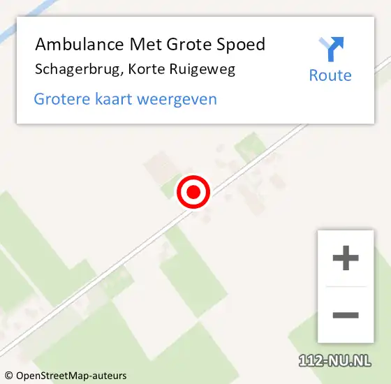 Locatie op kaart van de 112 melding: Ambulance Met Grote Spoed Naar Schagerbrug, Korte Ruigeweg op 30 april 2023 15:44