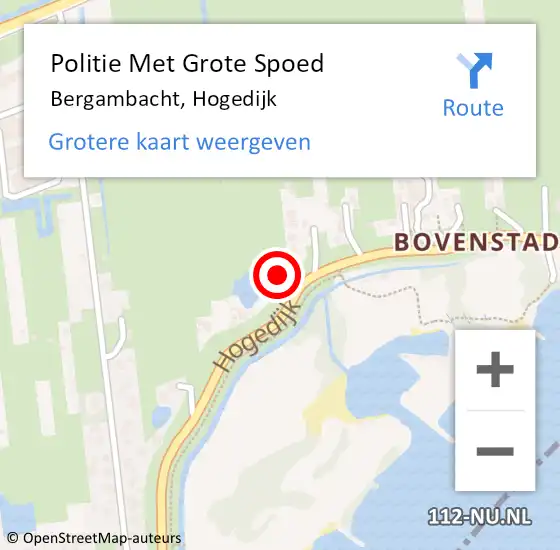 Locatie op kaart van de 112 melding: Politie Met Grote Spoed Naar Bergambacht, Hogedijk op 30 april 2023 15:52