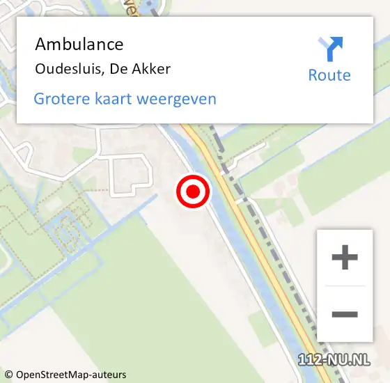 Locatie op kaart van de 112 melding: Ambulance Oudesluis, De Akker op 30 april 2023 15:55