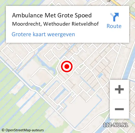 Locatie op kaart van de 112 melding: Ambulance Met Grote Spoed Naar Moordrecht, Wethouder Rietveldhof op 30 april 2023 16:25