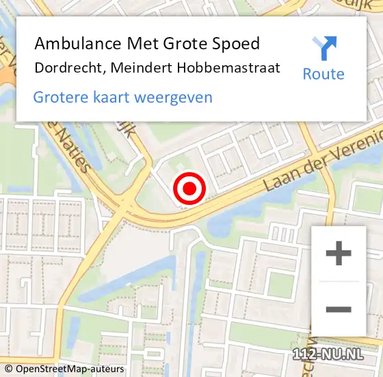 Locatie op kaart van de 112 melding: Ambulance Met Grote Spoed Naar Dordrecht, Meindert Hobbemastraat op 30 april 2023 16:36