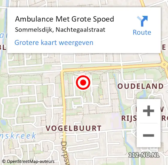 Locatie op kaart van de 112 melding: Ambulance Met Grote Spoed Naar Sommelsdijk, Nachtegaalstraat op 30 april 2023 16:52