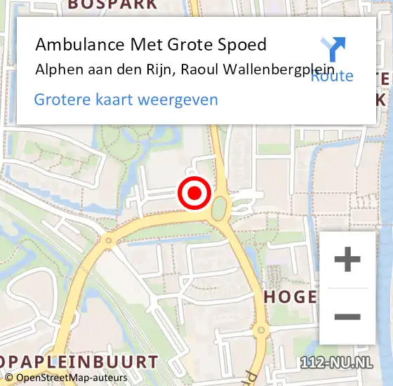 Locatie op kaart van de 112 melding: Ambulance Met Grote Spoed Naar Alphen aan den Rijn, Raoul Wallenbergplein op 30 april 2023 17:19