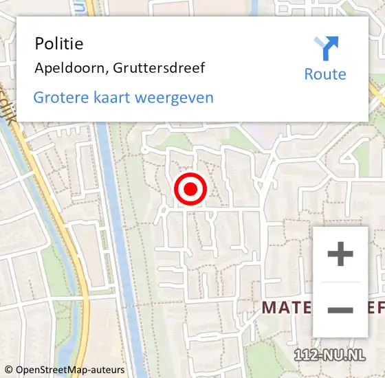 Locatie op kaart van de 112 melding: Politie Apeldoorn, Gruttersdreef op 30 april 2023 17:21