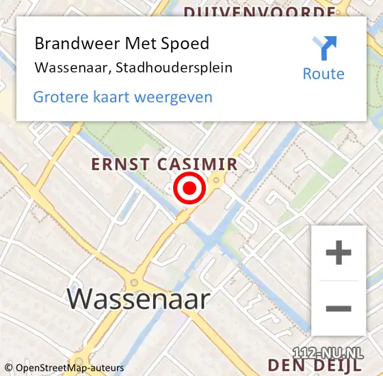 Locatie op kaart van de 112 melding: Brandweer Met Spoed Naar Wassenaar, Stadhoudersplein op 30 april 2023 17:26