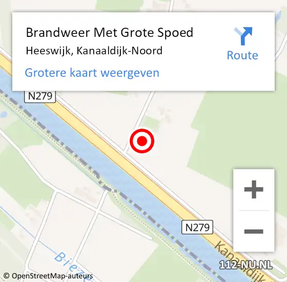 Locatie op kaart van de 112 melding: Brandweer Met Grote Spoed Naar Heeswijk, Kanaaldijk-Noord op 30 april 2023 17:47