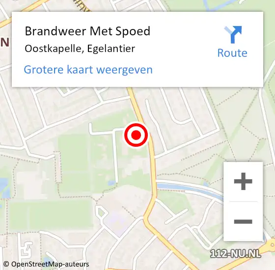 Locatie op kaart van de 112 melding: Brandweer Met Spoed Naar Oostkapelle, Egelantier op 30 april 2023 17:49