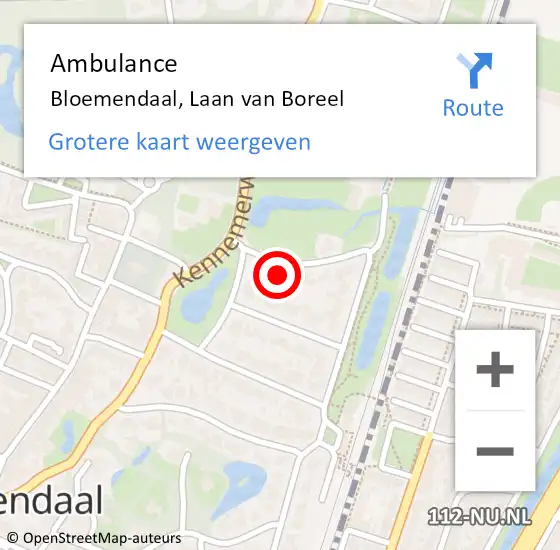 Locatie op kaart van de 112 melding: Ambulance Bloemendaal, Laan van Boreel op 30 april 2023 18:01