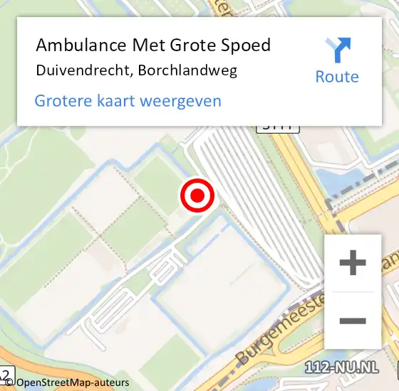 Locatie op kaart van de 112 melding: Ambulance Met Grote Spoed Naar Duivendrecht, Borchlandweg op 30 april 2023 18:19