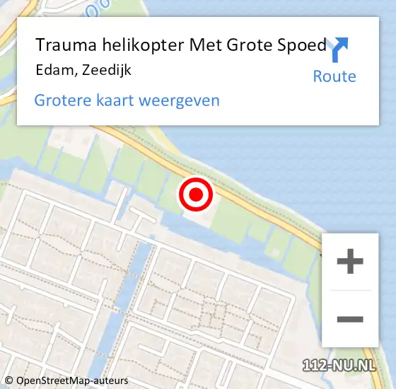 Locatie op kaart van de 112 melding: Trauma helikopter Met Grote Spoed Naar Edam, Zeedijk op 30 april 2023 18:42