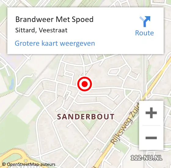 Locatie op kaart van de 112 melding: Brandweer Met Spoed Naar Sittard, Veestraat op 30 april 2023 18:55