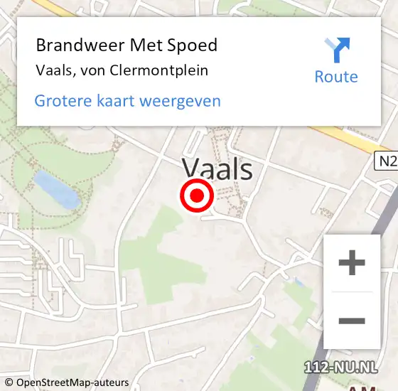 Locatie op kaart van de 112 melding: Brandweer Met Spoed Naar Vaals, von Clermontplein op 30 april 2023 18:59