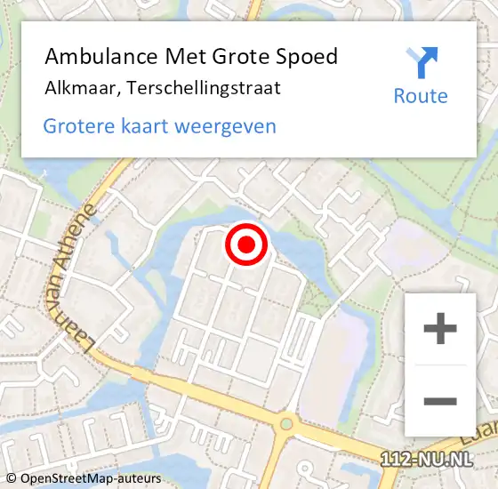 Locatie op kaart van de 112 melding: Ambulance Met Grote Spoed Naar Alkmaar, Terschellingstraat op 30 april 2023 19:13