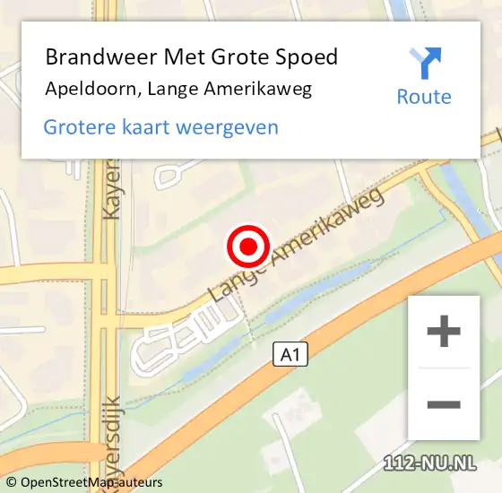 Locatie op kaart van de 112 melding: Brandweer Met Grote Spoed Naar Apeldoorn, Lange Amerikaweg op 30 april 2023 19:16
